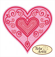 Схема для вышивки бисером нанесена на плотный бархатистый велюр Tela Artis Сердце узор-2 ВЛ-028