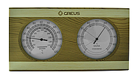 Термогигрометр Greus кедр/сосна 26х14 для бани и сауны