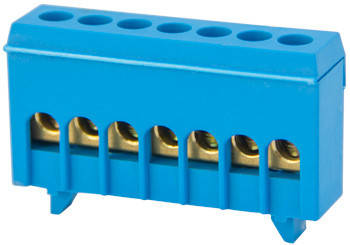 Шина нульова E.Next p0650007 на DIN-рейку, 7 отворів, ізольований корпус, 63А, фото 1