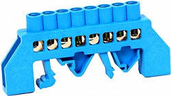 Нульова шина 8 отворів E.Next з ізоляцією для DIN-рейки, латунь, фото 1