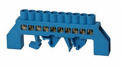 Шина нульова E.Next 10 отворів ізольована для DIN-рейки, синя, фото 1