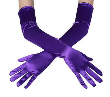 Рукавички вище ліктя атласні фіолетові, фото 1