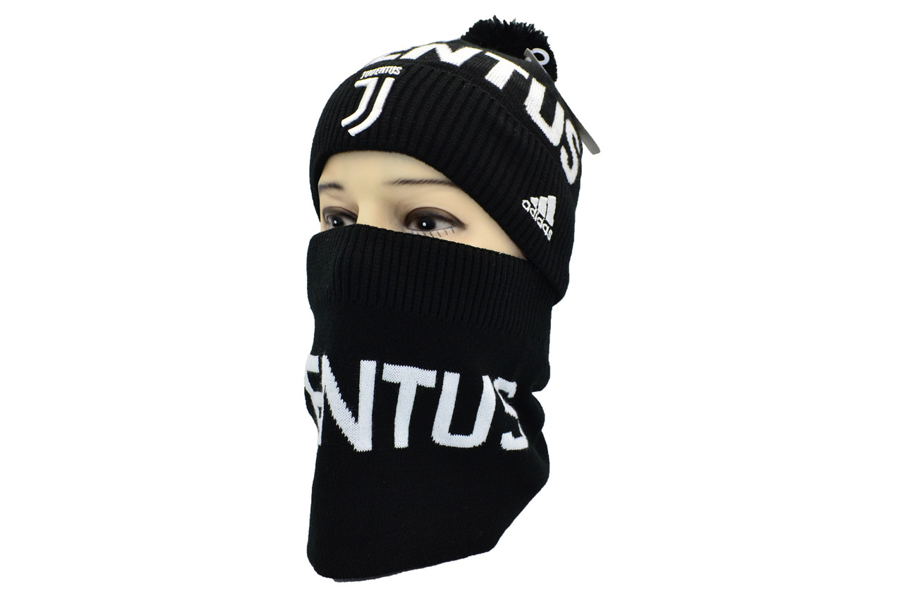 Комплект Flexfit шапка з помпоном і снуд FC Juventus Чорний (F-0918-106)