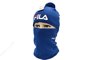 Комплект Flexfit шапка з помпоном і снуд Fila Синій (F-0918-112), фото 1