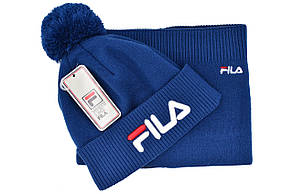 Комплект Flexfit шапка з помпоном і снуд Fila Синій (F-0918-112), фото 3