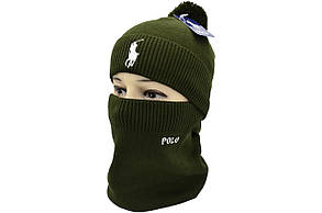 Комплект Flexfit шапка з помпоном і снуд POLO Оливковий (F-0918-113), фото 1
