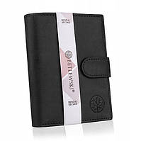 Мужской кожаный кошелек Betlewski с RFID 12,8 х 10 х 2,5 (BPM-HT-64) - черный