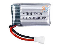 Аккумулятор литий-полимерный 300mAh 3.7V 702030 высокотоковый 25C для Syma X11C, Hubsan H107, FY530, Udi U816