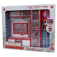 Игровой набор - кукольная мебель "Современная комната"-1, 42x10,5x35,5 см, красная, пластик (26235)