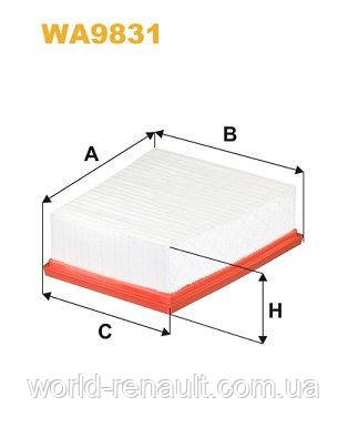 Повітряний фільтр на Рено Меган 4 (1.2 Tce турбо бензин, 1.6i 16V K4M) / WIX WA9831