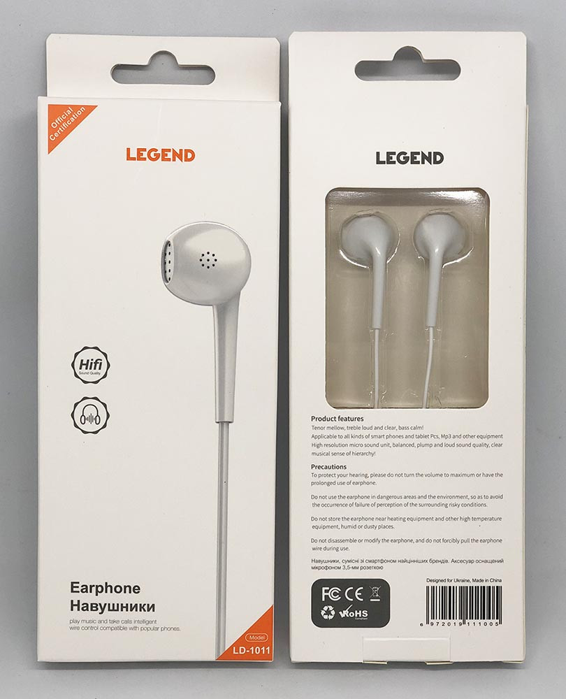 Навушники вакуумні LEGEND LD1011
