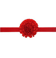 Красная повязка для детей на голову - размер универсальный (на резинке), цветок 7см