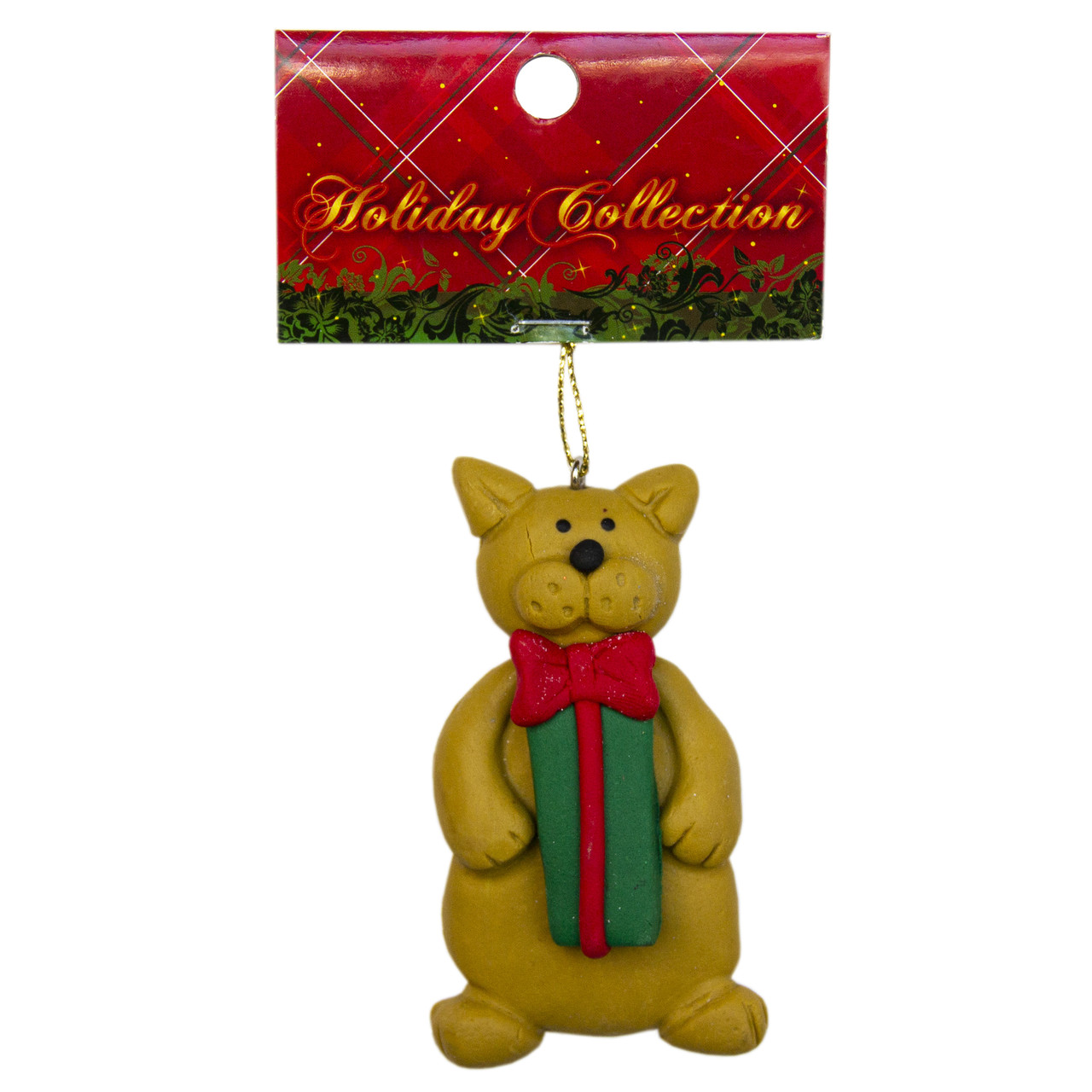 Ялинкова іграшка Собака, 9 см, коричневий, пластик, декоративна новорічна фігурка (001378-3), фото 1