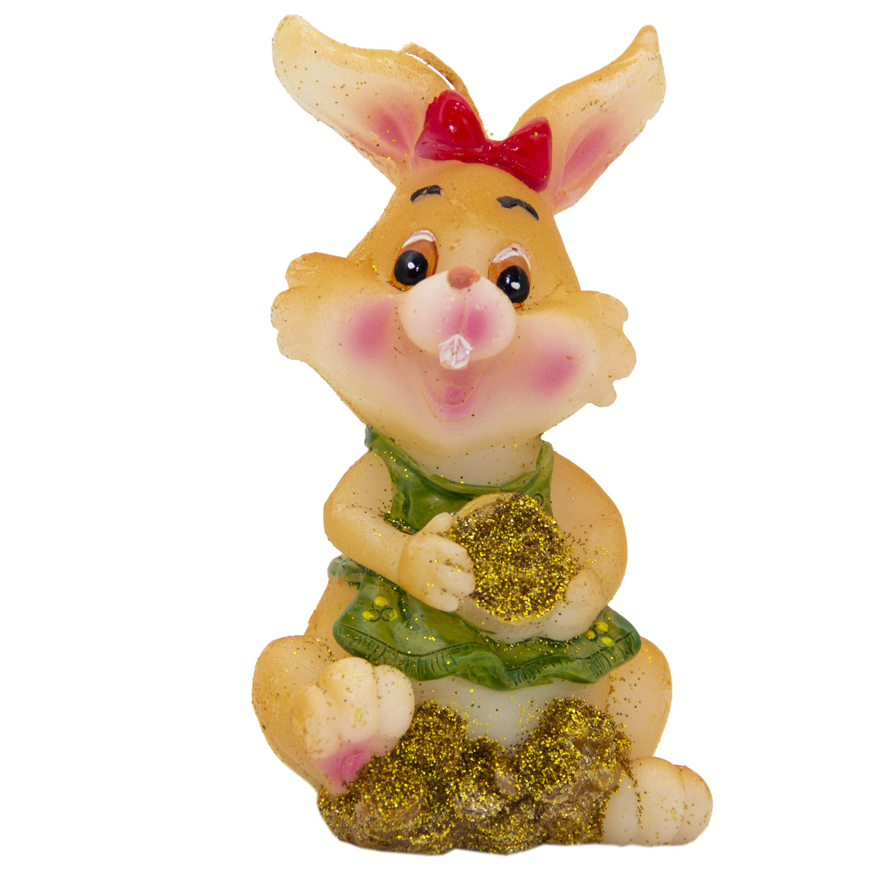 Свічка - Кролик з монетами салатовий, 10x8x6 см, бежевий, парафін (440153-3), фото 1