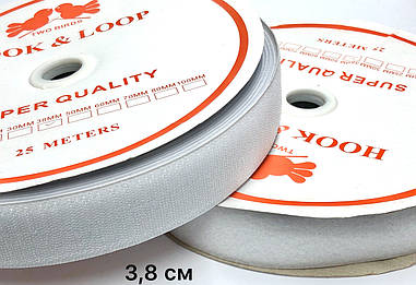 Липучка Біла 38мм текстильна застібка комплект 25м