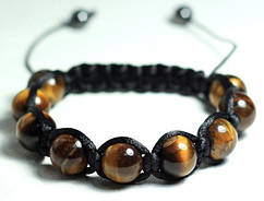 Браслет з натурального каменю Тигрове око shamballa