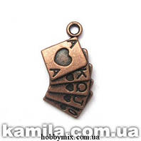 Метал. підвіска "карти" мідь (1,2х2,5 см) 6 шт. в уп.