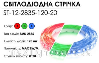 LED стрічка 12V BIOM NEW Standart (smd 2835) 120LEDs/м червоний IP20, фото 1