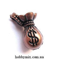 Метал. підвіска "денний мішечок 3D" мідь (1,5х2,1 см) 3 шт. в уп.