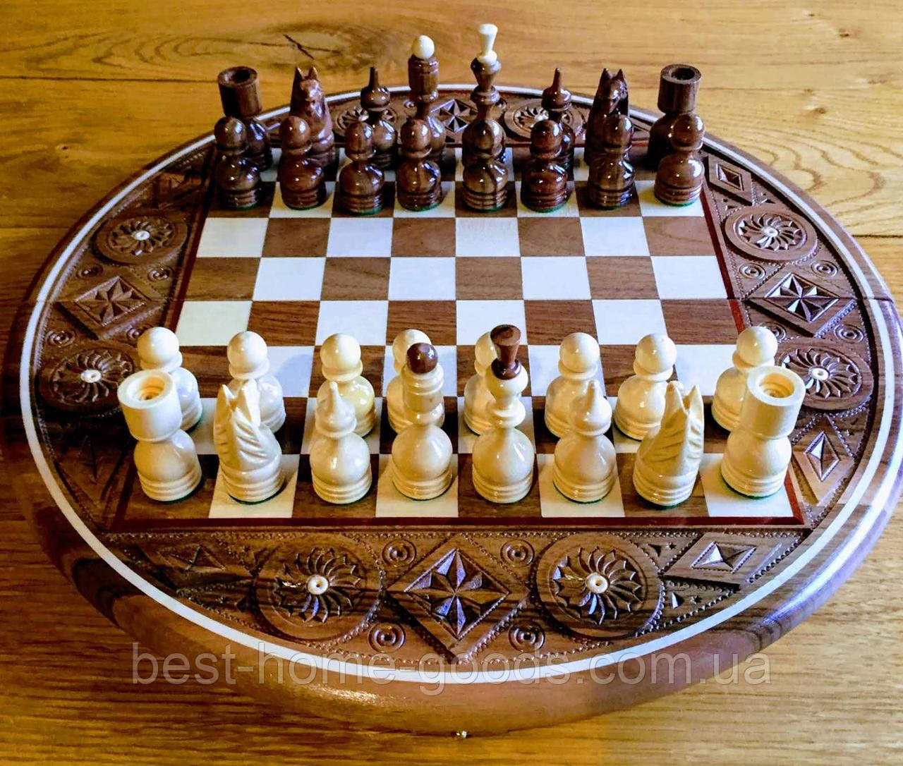 Шахматы резные деревянные круглые ручной работы. - фото 7 - id-p968645936