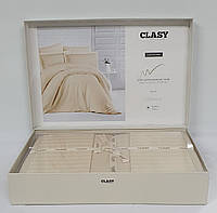 Постельное белье CLASY страйп-сатин 200x220 см Cappucchino