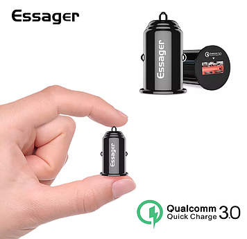 Автомобільне USB зарядний пристрій Essager з функцією швидкої зарядки QC3,0