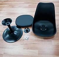 Стілець поворотний Milan-T-2 ВК зелений 02 пластик з м'якою подушкою чорна ніжка, дизайн Tulip Eero Saarinen, фото 7