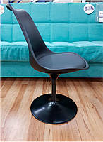 Стілець поворотний Milan T Тюльпан чорний 04 пластик з м'якою подушкою, чорна ніжка, дизайн Tulip Eero Saarinen, фото 2