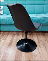 Стілець поворотний Milan T Тюльпан чорний 04 пластик з м'якою подушкою, чорна ніжка, дизайн Tulip Eero Saarinen, фото 7