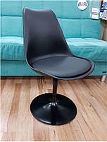 Стілець поворотний Milan-T-2 ВК зелений 02 пластик з м'якою подушкою чорна ніжка, дизайн Tulip Eero Saarinen, фото 9