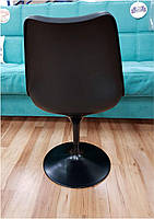 Стілець поворотний Milan-T-2 ВК сірий 10 пластик із м'якою подушкою на чорній нозі Tulip Eero Saarinen, фото 8