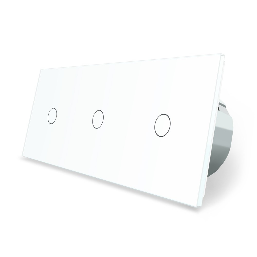 Розумний сенсорний прохідний/перехресний вимикач 3 сенсора (1-1-1) Livolo білий скло (VL-C703SZ-11), фото 1