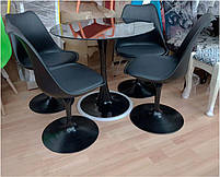 Стілець поворотний Milan-T-2 ВК зелений 02 пластик з м'якою подушкою чорна ніжка, дизайн Tulip Eero Saarinen, фото 5