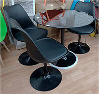 Стілець поворотний Milan T Тюльпан чорний 04 пластик з м'якою подушкою, чорна ніжка, дизайн Tulip Eero Saarinen, фото 10