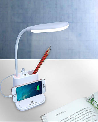 Світлодіодна настільна лампа з тримачем для телефона USB з акумулятором, фото 3