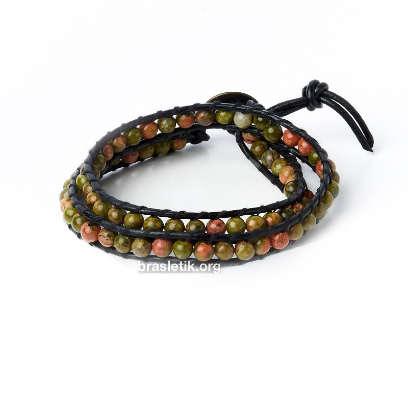 Браслет із Яшми ЧЛ 2 оберти, фото 1