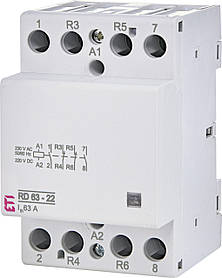 Контактор ETI RD 63-22 63А 230V AC/DC 2NO+2NC 2464030 (модульний на din-рейку)