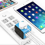 Універсальний мережевий USB-адаптер для подорожей і вдома Adapter Travel ORIGINAL Перехідник для розеток Синій, фото 6