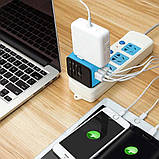 Універсальний мережевий USB-адаптер для подорожей і вдома Adapter Travel ORIGINAL Перехідник для розеток Синій, фото 10