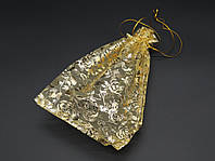 Подарочные мешочки из органзы на новый год Цвет "золото". 17х23см