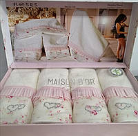 Полотенца Maison D'or 4шт Roses 30x50 Pink-Ecru