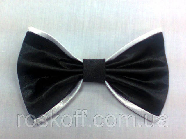 Краватка "Метелик" чорний із білою окантовкою
