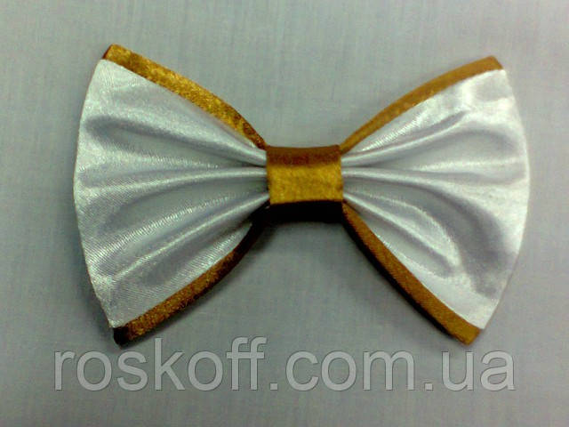 Краватка "Папочка" білий атлас із золотою окантовкою, фото 1