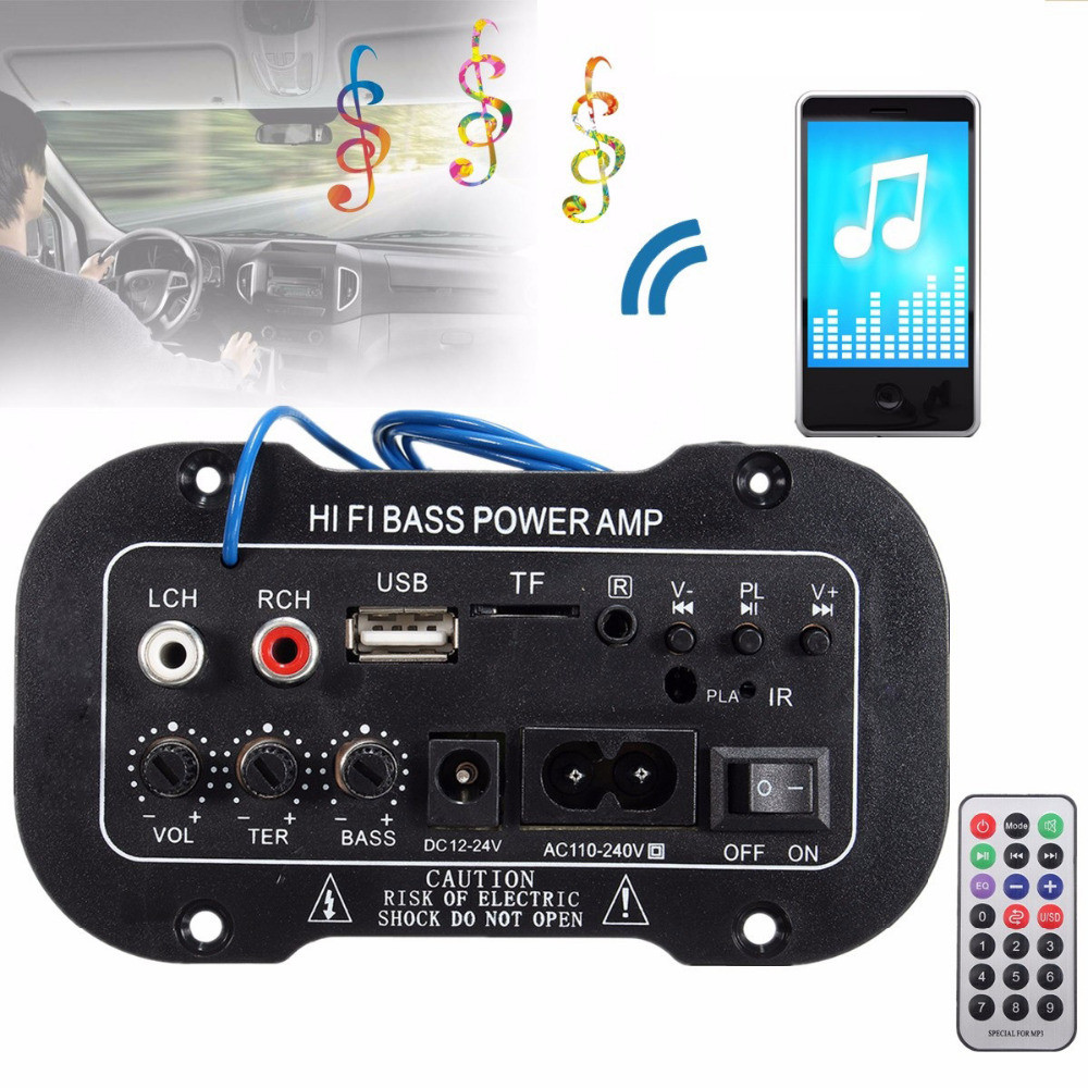 Підсилювач 50Вт врізний модуль з Блютус, mp3, радіо, USB, microSD, два канали ВЧ + НЧ, фото 1