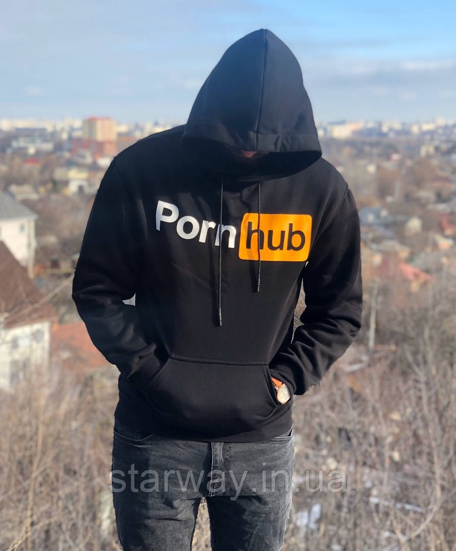 Чорна толстовка pornhub | худі високої якості