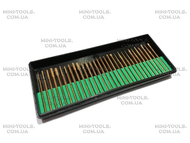 Алмазні бори 30шт. (дрібна фракція, жовті) YDS Tools Хвостовик Ø 3 мм, фото 3
