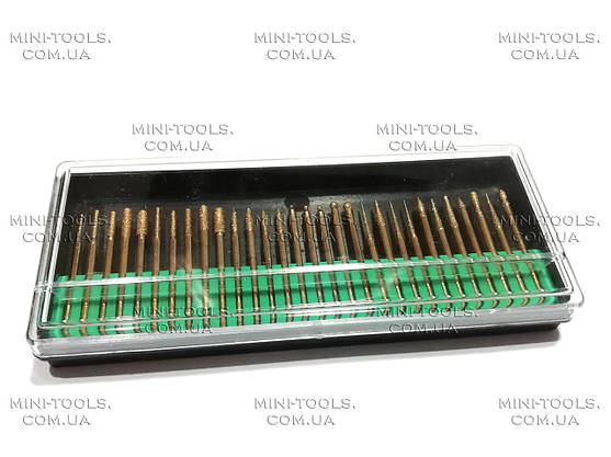 Алмазні бори 30шт. (дрібна фракція, жовті) YDS Tools Хвостовик Ø 3 мм, фото 5