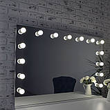 Безрамне гримерне дзеркало 120 х 80 (безрамкове дзеркало з лампами) (Макіяжне дзеркало візажиста), фото 2