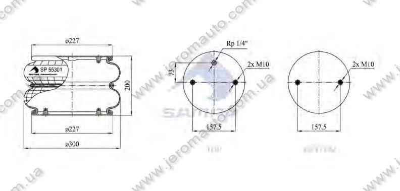 Пневмоподушках підвіски SAF 2B22R, W01M587524 \3229100100 \ SP 55301-2P09, фото 1