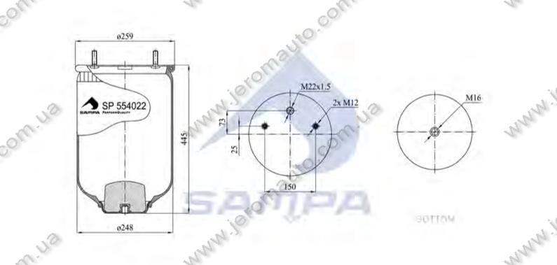 Пневморесора без склянки 4022NP02 SAF 2618V Б/П М16*2 (d248x442) \4284300600 \ SP 554022